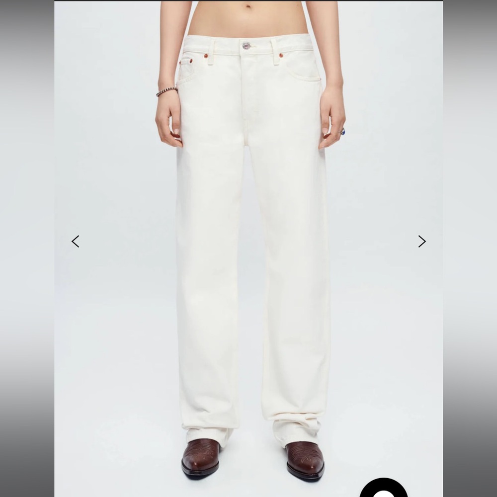 Redone Loose Long Vintage White Jeans